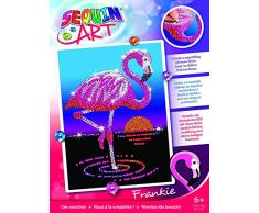 MAMMUT 8011804 - Sequin Art Paillettenbild Flamingo, Steckbild, Komplettset mit Styropor-Rahmen, Bildvorlage, Pailletten, Steckstiften, Anleitung, Bastelset für Kinder ab 6 Jahre