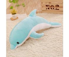 CGDX heißer großer Plüschdelfin spielt angefülltes Meerestier Nette Mädchenpuppen weiches Babyschlafenkissenweihnachtsgeburtstagsgeschenk für die Kinder blau 50cm für Kinder