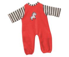 Unbekannt Schwenk Puppenkleidung, Nicki Overall rot mit Ringelstreifen, für ca. 28 - 30 cm Puppen