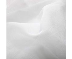 MIULEE 2er Set Voile Vorhang Transparente Gardine aus Voile Polyester Schlaufenschal Transparent Wohnzimmer Luftig Dekoschal für Schlafzimmer Lila 145 x 140cm (H x B), Rod Pocket Weiß