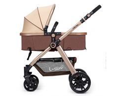 YRSTC Kinderwagen,Buggies,Pram, Travel System Leichter Spaziergänger, Sleek & Versatile Kinderwagen, Maxi-Speicher-Korb Kinderwägen, Hoch Landschaft Reise Pram (Color : A)