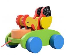 24station Schönes aus Holz Nachzieh-Spielzeug Push & Pull Wagon Fahrzeug Schwänze