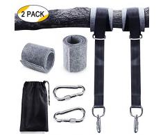 Schaukel Befestigung, Hängematte Befestigung Befestigungsset Aufhängung Hängesessel Befestigung Max 500kgs aus Reißfestem Polyester mit 2 Baumschutz Polster und 2 Premium Karabinern(1.5M)
