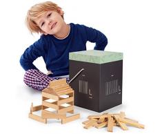 Laleni 220 Holzbausteine natur - Bauklötze mit Box, Bausteine Holz, Holzbaukasten