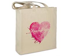 Stofftasche mit Namen Kuscheltiger - Motiv Painted Heart - Farbe beige - Stoffbeutel, Jutebeutel, Einkaufstasche, Beutel