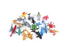 TOYMYTOY Meer Tier Badespielzeug Figuren, 24 Pack, Kunststoff Ozean Kreatur Spielzeug Set für Kinder, Tier Kuchen Topper