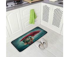 MNSRUU Aquarell-Teppich mit Regenschirm, Eulen-Motiv, für Küche, 99,1 x 50,8 cm, 3,7 x 8,1 cm