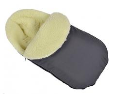 Baby Fußsack WinterFußsack für Kinderwagen Lammwolle Graphit mit Kaputze [071]