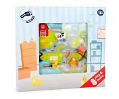 Small Foot 10589 Schiebe-Puzzle aus Holz mit Huhn, Pferd, Kuh und Ente als Puzzleteile, Die Bauernhoftiere Können zu leicht Auf Der Strecke Verschoben werden um zu Ihren Richtigen Plätzen zu Gelangen