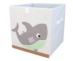 miRio • Aufbewahrungsbox Tier | Spielzeugkiste Kinderzimmer | Kinder Storage/Ordnungsbox/Würfel mit Tiermotiv | klein faltbar & sehr geruchsarm | 33x33x33cm (Hai)