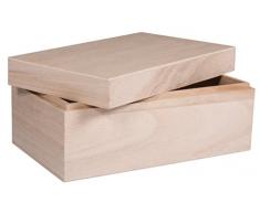 Rayher 62815000 Aufbewahrungs-/Holz-Box, mit Deckel, 20x12x9cm, Holzkiste, Holzschachtel mit abnehmbarem Deckel