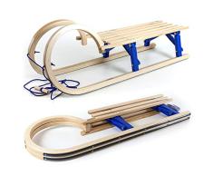 Hörnerschlitten Klappschlitten 110 cm mit Leine/HolzFee Tourer Baran Blue XL