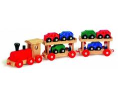 small foot 7006 Holzeisenbahn Autoreisezug mit zwei Anhängern um die kleinen Autos zu transportieren