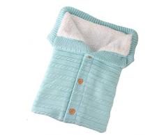 Schlafsäcke Baby Winter,Neugeborenes Baby Gestrickt Wickeln Swaddle Decke Kinderwagen Schlafsack für 0-24 Monat Baby (Grün, 68x 40cm)