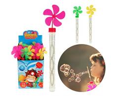 wuselwelt (54536, 6 Stück Seifenblasenschwert mit drehender Windmühle, Bunte Farben, Seifenblasen Stab, Party Seifenblasen