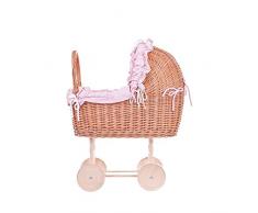 e-wicker24 520-48/O Róż Puppenwagen aus Weide, Korb, honiggelb, 48 x 27 x 55 cm