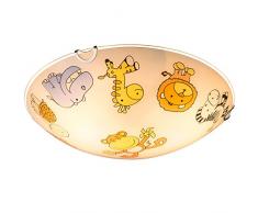 Design Kinder Decken Lampe Zoo Tier Motiv Spiel Zimmer Beleuchtung Glas Leuchte bunt Globo 40607