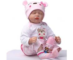 ZIYIUI Reborn Baby-Puppe 22Zoll 55cm Realistisch Weiches Vinylsilikon Baby Puppe Mädchen Handgemacht Neugeborene Echte Babypuppe (Puppe mit geschlossenen Augen)
