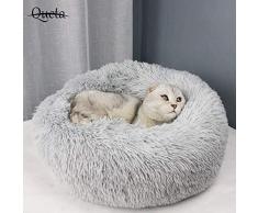 Queta Katzenbett Schöne Tierbett, Klein Hund Bett Haustierbett Plüsch Weich Runden Katze Schlafen Bett (60cm Durchmesser Hellgrau)