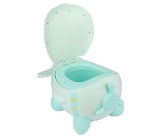Greensen Töpfchen für Kinder, Kindertoilette Tragbare Kinder Töpfchen Ergonomisches Toilettentrainer, Babytopf Toilettensitz Topfstuhl mit Bürste spritzwassergeschützt, Kreatives Design, Grün