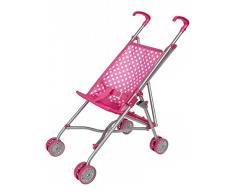 Idena 40068 Puppenbuggy zusammenklappbar, pinker Bezug mit niedlichem Punktemotiv, Schiebehöhe ca. 55 cm