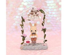 Fslt Creative Resin Crafts Kaninchen Nachtlicht Ornamente Cartoon Kleine Stoff Kaninchen Blume Nachtlicht LED Lampe Student Geburtstag Geschenke-Light_Yellow