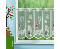 KAMACA Bistrogardine Kindergardine Tiere DAS WALDES individuell in der Breite kürzbar Halbtransparent Breite 100 cm/Höhe 45 cm Scheibengardine (Tiere des WALDES)