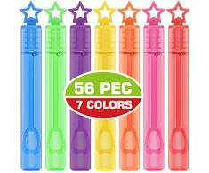 Seifenblasen-Zauberstab, 56 Stück Spielzeug-Set in 7 Farben, Mini-Stern Seifenblasenstab, Ungiftige, Geruchlose Seifenblasen für Kinder, Kindergeburtstag, Partytütenfüller, Hochzeit,Outdoor-Aktivität