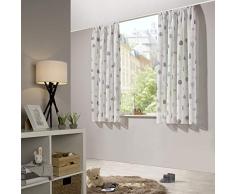 heimtexland ® Vorhang Kindergardine Leinen Optik HxB 175x135 cm Natur Grau Skandinavisch Wald Bär Gardine transparent Kräuselband Kinderzimmer Ökotex Typ563