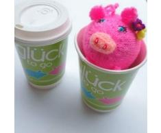 titicaca blumiges Glücksschwein in einem Glück to go Glücksbringer mit einem Schwein als Stofftier