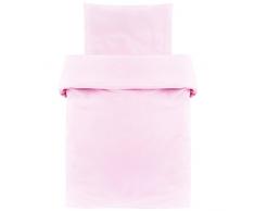 Baby Bettwäsche Set - 80x80 cm / 35x40 cm - 2-teilige Kinderbettwäsche (Deckenbezug, Kissenbezug) aus 100% Baumwolle - passend für Babybett, Stubenwagen, Kinderwagen (Rosa)