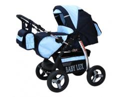 Lux4Kids Magnum Kombikinderwagen (Regenschutz, Moskitonetz, Getränkehalter, Wickelunterlage) 13 Marine & Hellblau