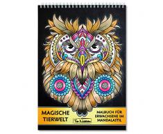 Malbuch für Erwachsene Tiere: Magische Tierwelt Ausmalbilder im Mandala Stil - Ausmalbuch mit Spiralbindung & perforierten, einseitig bedruckten Seiten, hochwertiges & dickes A4 Künstlerpapier
