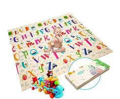 Baby Spielmatte Extra große Babyspielmatte faltbare reversible ungiftige Schaum Crawl Playmat wasserdichte Kinder Baby Kleinkind im Freien oder im Innenbereich(180 x 200 x 1,5cm)