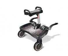 Lascal BuggyBoard Maxi+, Kinderbuggy Trittbrett mit großer Stehfläche und Saddle, Kinderwagen Zubehör für Kinder von 2-6 Jahren (22 kg), kompatibel mit fast jedem Buggy und Kinderwagen, schwarz