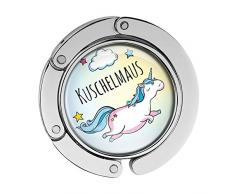 Taschenhalter Dickes Fliegendes Einhorn Personalisiert mit Namen Kuschelmaus printplanet Chrom