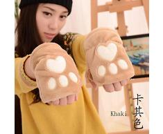 FFSMCQ Weibliche Nette Karikaturrosakreative Plüschpanda-Greifer-Greiferhandschuhe Keine Fingerhandschuhe Winterfrauen-Halbfingerdamen Fingerlose Warme Handschuhe A