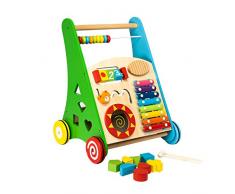 The Cuddle bunter Lauflernwagen aus Holz – natürliche Lauflernhilfe mit gummierten Rädern für Babys und Kinder, spielend Laufen Lernen, mit vielen Motorik Spielmöglichkeiten, ab 12 Monate