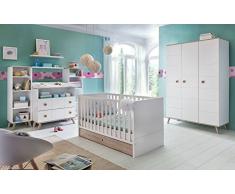 Beauty.Scouts Wickelkommode Schlummer Wickeltisch, Babykommode, Wickelraum, Stillzimmer, Babyzimmer, Kinderzimmer, Kleinkind, Baby, Wickelaufsatz, Alpinweiß, Eiche sägerau-Nachbildung, 91x93x75 cm