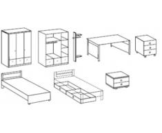 Jugendzimmer Komplett Set FILOU 7tlg Bett Bettkästen Schrank Garderobe Nachttisch Schreibtisch mit Rollcontainer in Alpinweiß