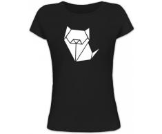 Shirtstreet24, Tangram Hund, Tier Mops Boxer Lady/ Damen/ Frauen Fun T-Shirt, Größe: L,schwarz