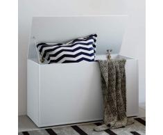 VCM Bendola Truhenbank, Sitzbank, Truhe, Schuhbank, Spieltruhe, Holztruhe, Holzstruktur-Nachbildung, Weiß, One Size