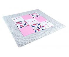 BABYLUX Spieldecke Patchwork KRABBELDECKE 110 x 110 cm Kinderdecke Baby Decke (9. Maroko grau - Feder)