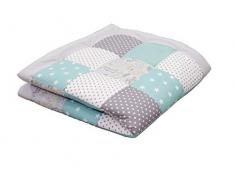 ULLENBOOM ® Baby Krabbeldecke Safari Pfefferminz (140x140 cm Baby Kuscheldecke, ideal als Laufgittereinlage, Spieldecke, Motiv: Sterne, Punkte, Safari, Tiere, Zeichnung)