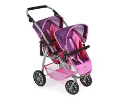 Bayer Chic 2000 689 40 Tandem-Buggy Vario, Zwillingspuppenwagen für Puppen bis ca. 50 cm, Rosa Pink