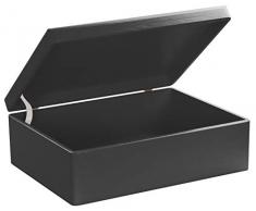 LAUBLUST Große Holzkiste mit Deckel - 40x30x14cm, Schwarz, FSC® | Allzweck-Kiste aus Holz - Aufbewahrungskiste | Geschenk-Verpackung | Deko-Kasten zum Basteln | Spielzeug-Truhe | Erinnerungsbox