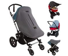 Sonnenschutz für Kinderwagen Deluxe (0-6 M) - Kinderwagen Zubehör universal einsetzbar - auch für Buggy geeignet - extra Sonnensegel mit 99% UV Schutz - Baby Zubehör ideal auf Reisen - mit Tasche