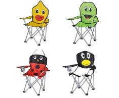 Kinder-Faltarmlehnstuhl in 4 lustigen Tier-Motiven: Pinguin - Marienkäfer - Frosch - Ente Klappstuhl Faltstuhl Campingstuhl für Kinder Ente
