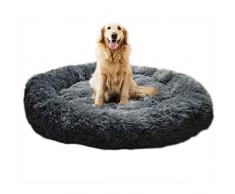 KongEU Deluxe weich Hundebett Sofa waschbar Rundes Plüsch Hundekissen Katzenbett in Doughnut-Form für große und extra große Hunde,Wasserfeste Unterseite-L:80CM-dunkelgrau