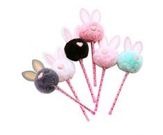 STOBOK Gel-Tintenschreiber Niedlicher Plüschkaninchen-geformte Unterschrift 0,5 Nadel Schwarze Tintenschreiber 6Pcs